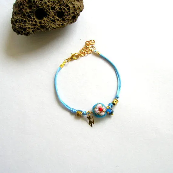 Turquoise Flower Bracelet, Turquoise Bracelet, Women Bracelet, Gift For Her, Charm Bracelet, Boho Turquoise Bracelet, CeMJewels