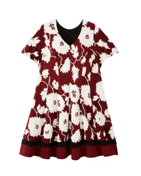 Vineland Fit-N-Flare Dress | Burgundy / White