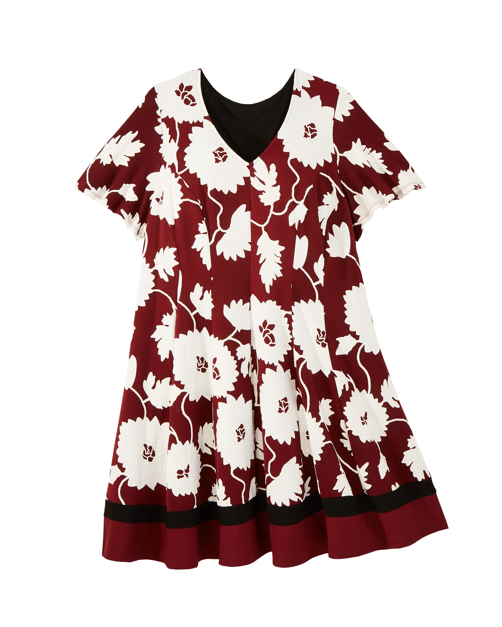 Vineland Fit-N-Flare Dress | Burgundy / White