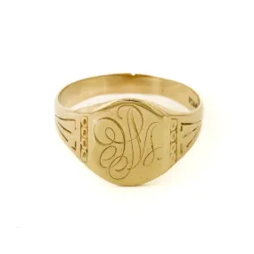 Vintage 1950s Gold Cursive Signet