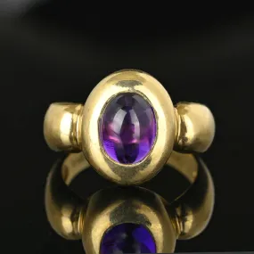 Vintage Domed Amethyst Cabochon Ring in Gold