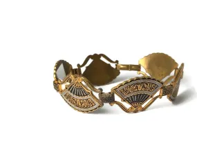 Vintage Fan Shaped Brass Bracelet, Vintage Brass Bracelet