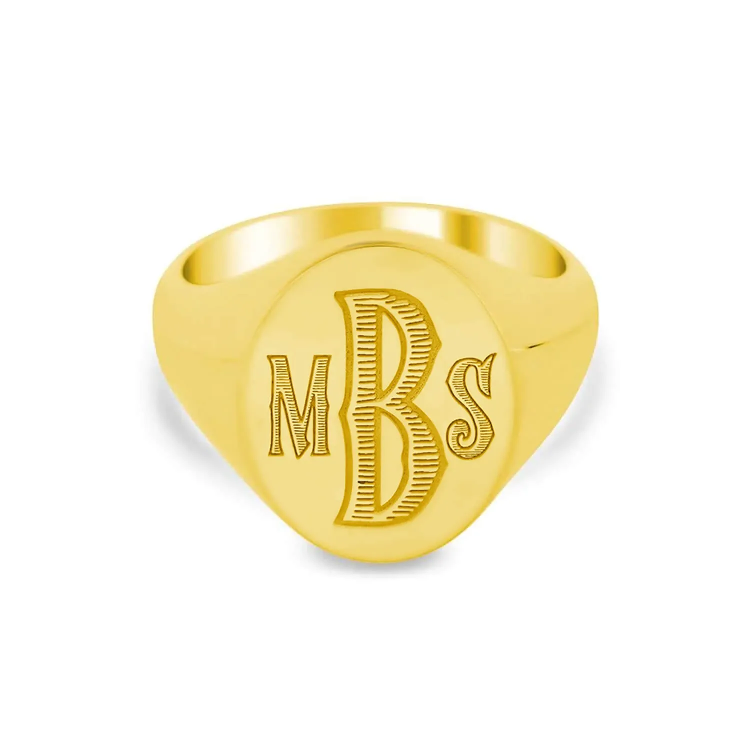 Vintage Woodcut Three Letter Monogram Signet Ring for Women