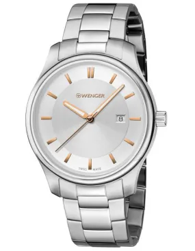 Wenger Womens City Classic Watch - Silver-Tone Dial - Gold-Tone Accents - Date