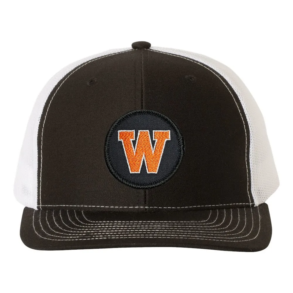 West De Pere Patched Snapback Low-Profile Black & White Trucker Hat