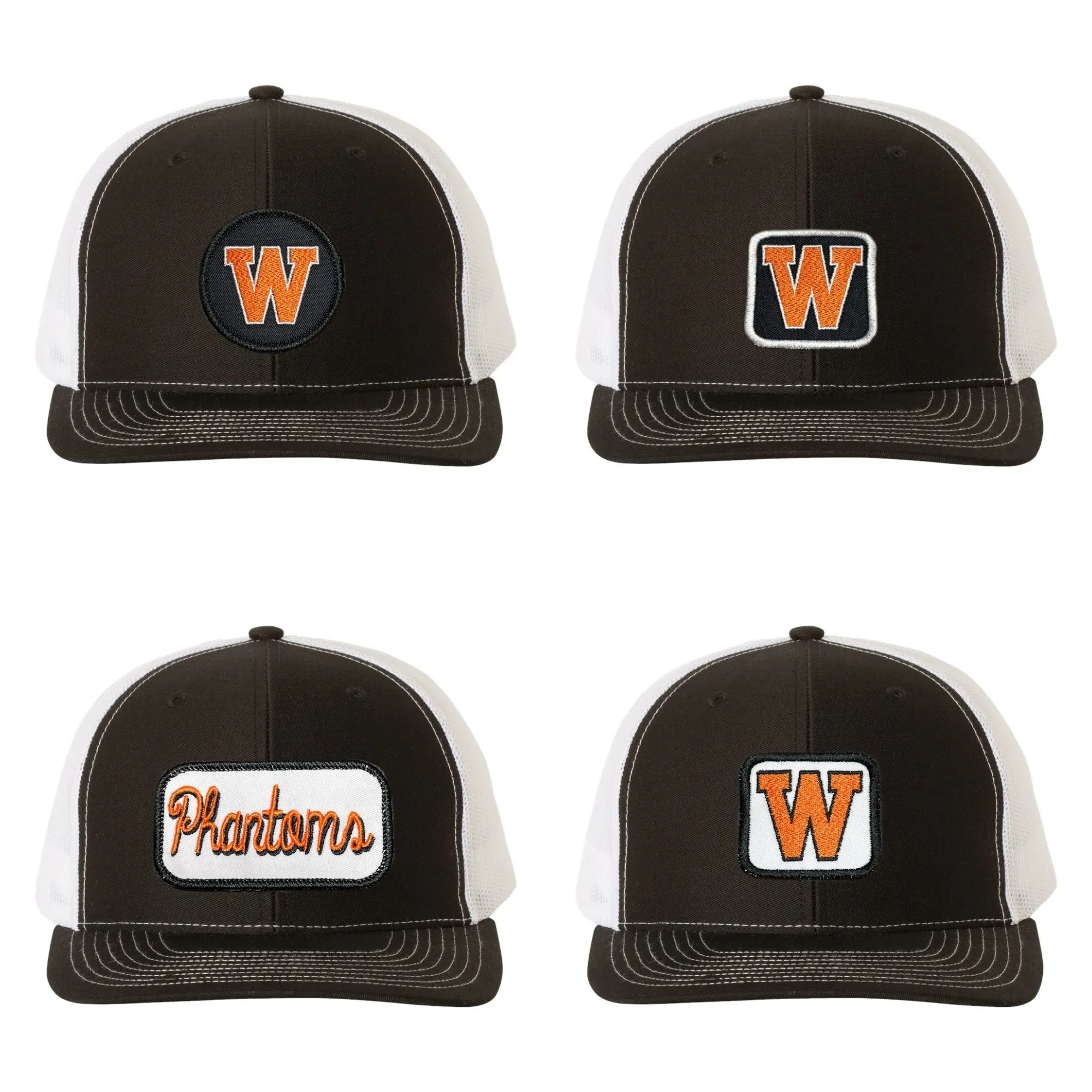 West De Pere Patched Snapback Low-Profile Black & White Trucker Hat