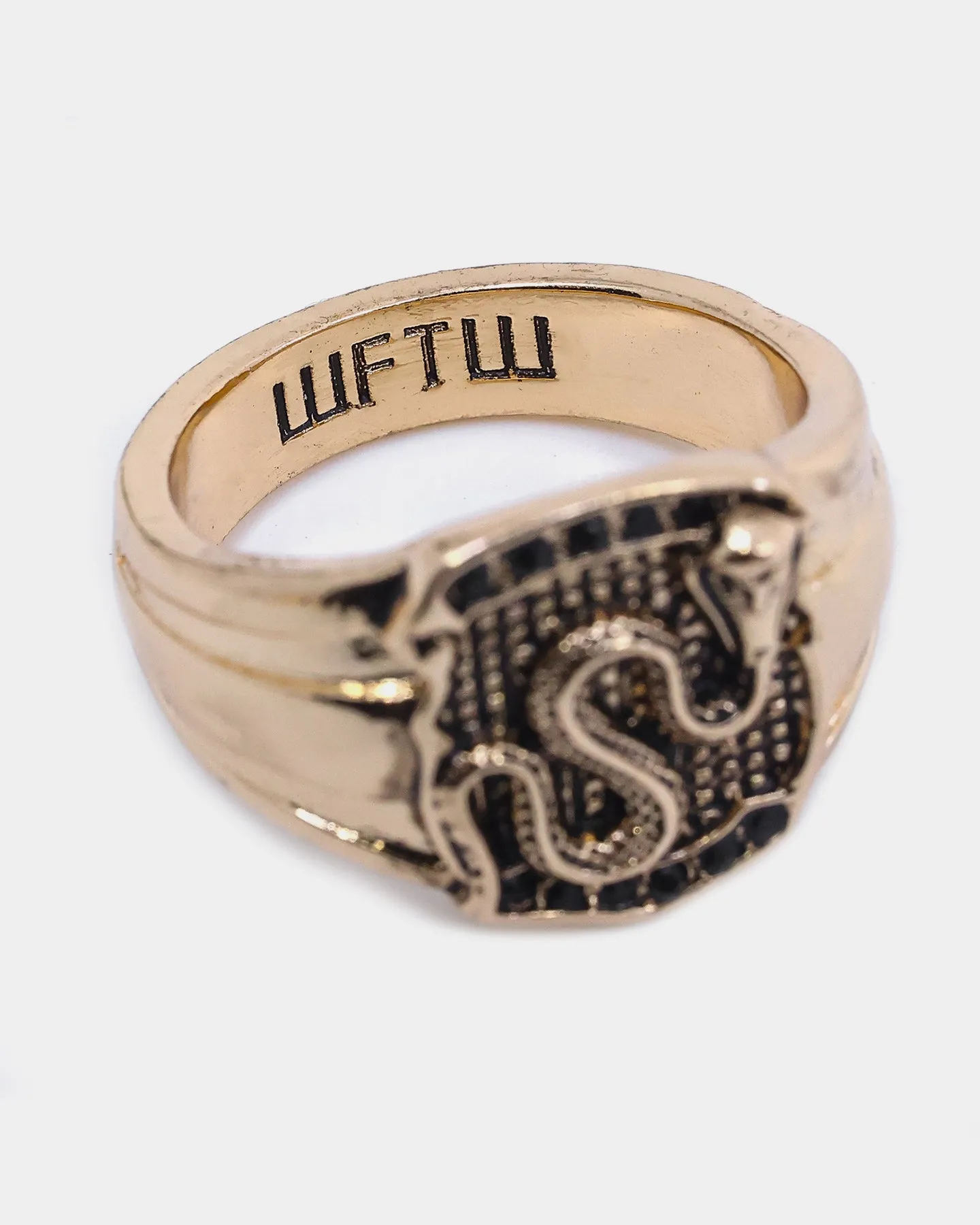 Wild For The Weekend Street Smart Snake Shield Signet Ring (Large) Gold