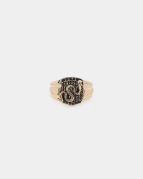 Wild For The Weekend Street Smart Snake Shield Signet Ring (Large) Gold