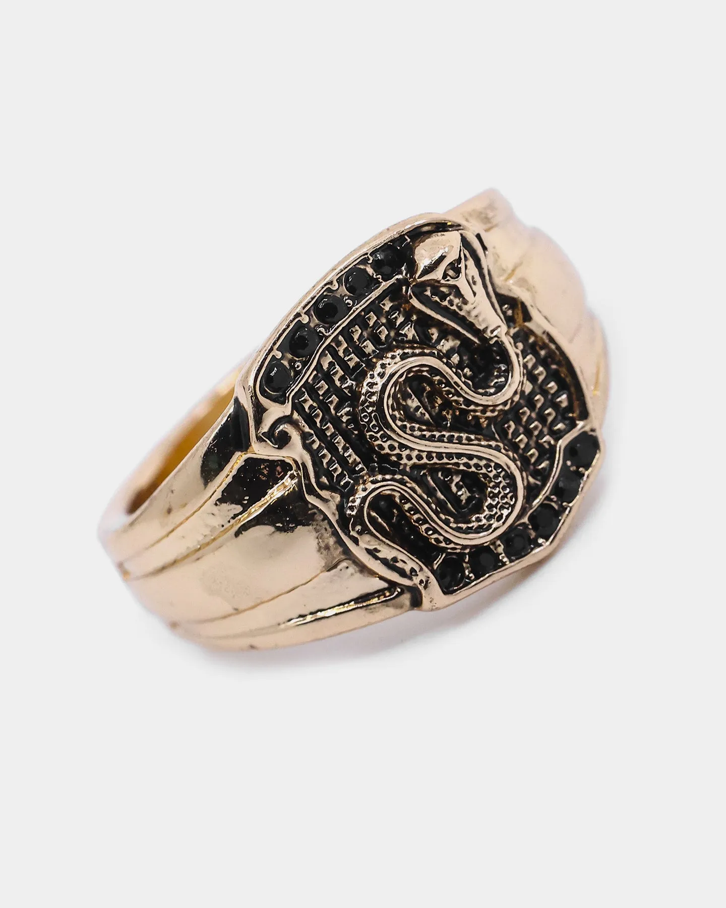 Wild For The Weekend Street Smart Snake Shield Signet Ring (Large) Gold