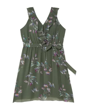 Winder Ruffle Sleeveless Dress | Olive Green / Light Blue