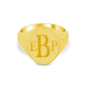 Women's Oval Signet Ring - Large - Laser Engraved Roman Monogram