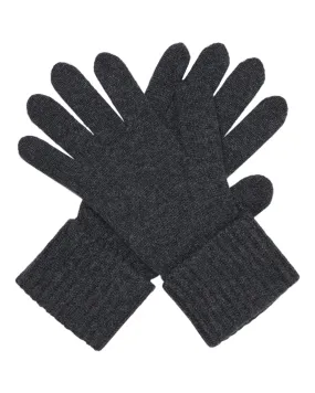 Women's Ribbed Cashmere Gloves Dark Charcoal Grey