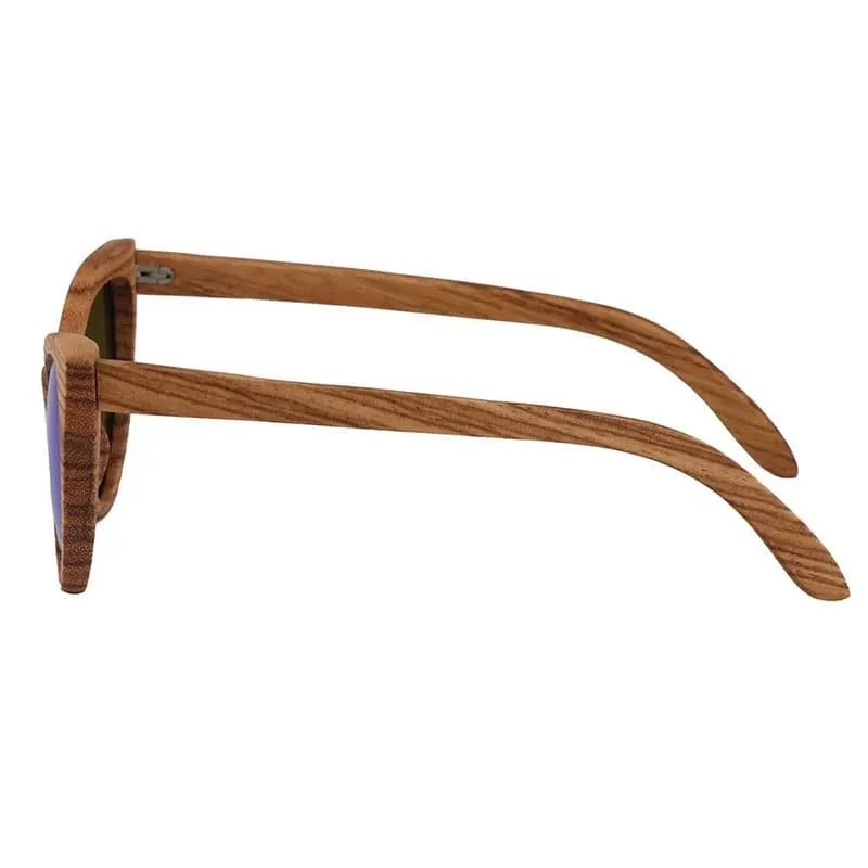 Wood Cat Eye Polarized Sunglasses with UV400 Protection, 41mm Lens Height, and 52mm Lens Width