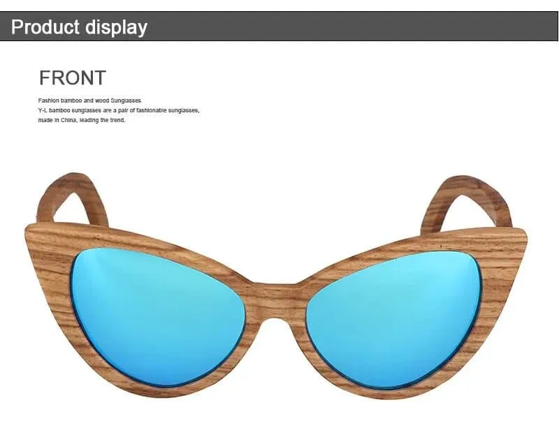 Wood Cat Eye Polarized Sunglasses with UV400 Protection, 41mm Lens Height, and 52mm Lens Width