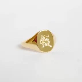 Zodiac Signet Ring in Gold - Leo