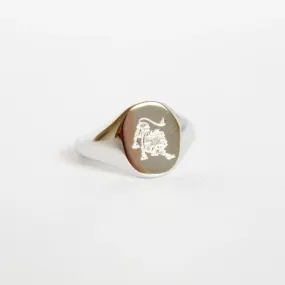 Zodiac Signet Ring in Silver - Leo